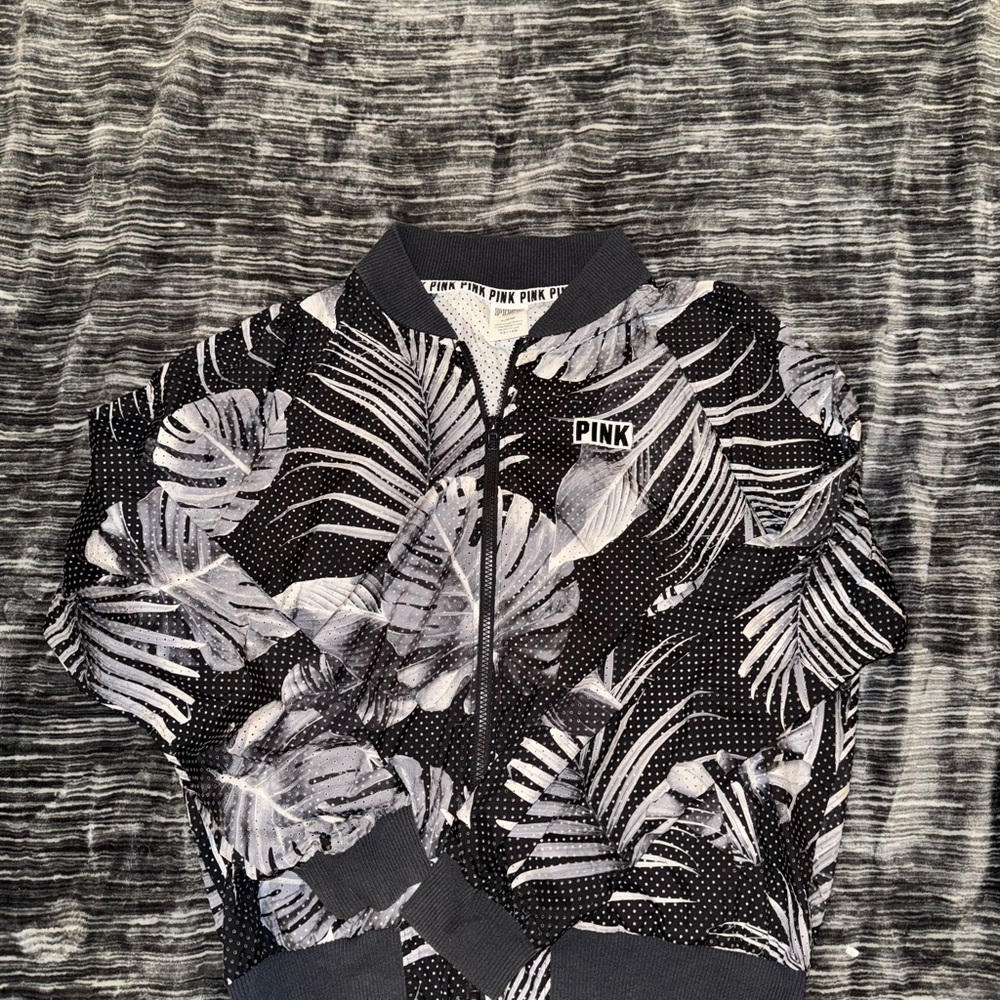 Thin PINK Victoria's Secret Black and White Leaf Jacket